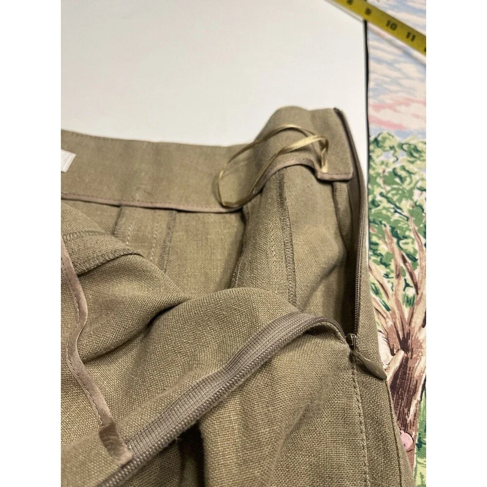 VINTAGE GUNEX Brown A-line Pencil Skirt Linen Women’s Sz 10 - Made In Italy